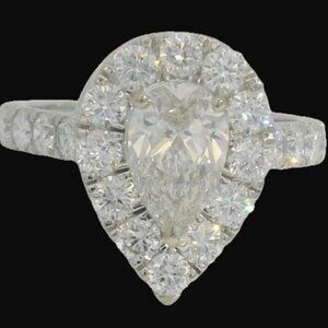 Pear Shaped Brilliant Cut Lab Diamond Ring (1.03ct center) VVS2 14K White Gold